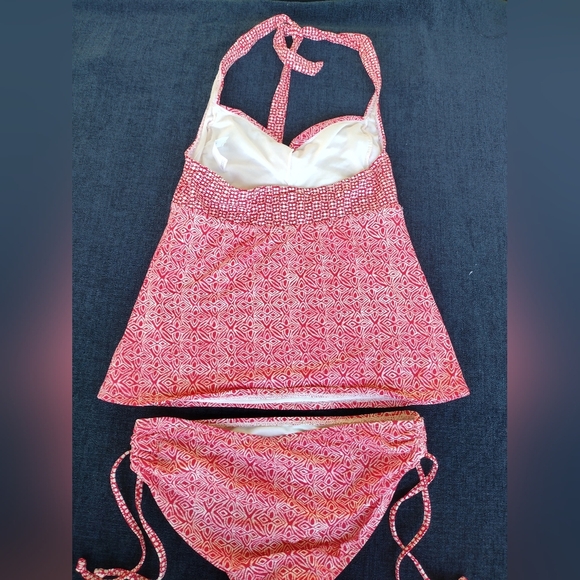 Ann Taylor Loft Beach Side Tie Halter 2PC Tankini Set Swimsuit Top M Bottom S - Picture 4 of 10